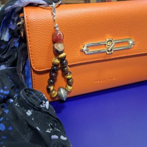 Porte clef œil de tigre et cornaline