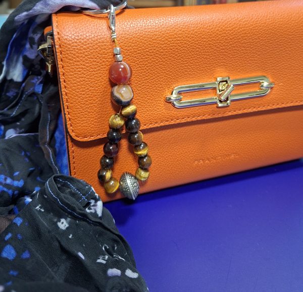 Porte clef œil de tigre et cornaline