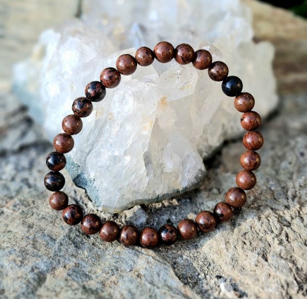 Bracelet obsidienne acajou