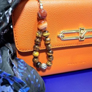 Porte clef  œil de tigre et cornaline