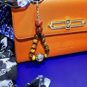 Porte clef oeil de tigre et cornaline
