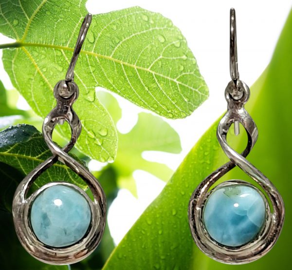 Boucle oreille larimar Argent