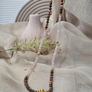 Collier en quartz rose jaspe léopard