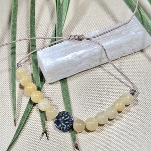 Bracelet finition macramé calcite jaune