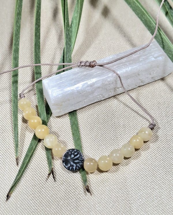 Bracelet finition macramé calcite jaune