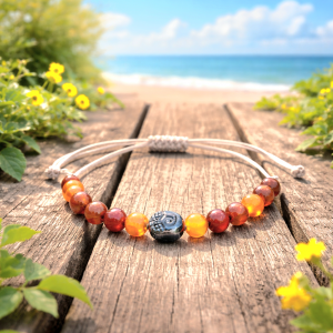 Bracelet cornaline finition macramé