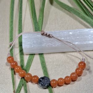 Bracelet  calcite orange finition macramé