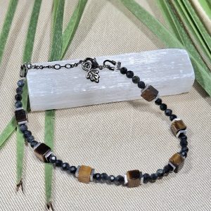 Bracelet en œil de tigre et œil de faucon