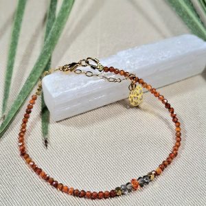 Bracelet cornaline et quartz fumé