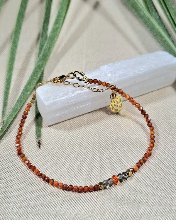 Bracelet cornaline et quartz fumé