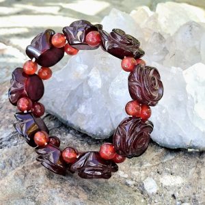 Bracelet cornaline forme rose