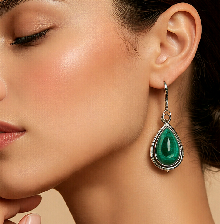 Boucle d'oreille en malachite Argent 925 – Image 2