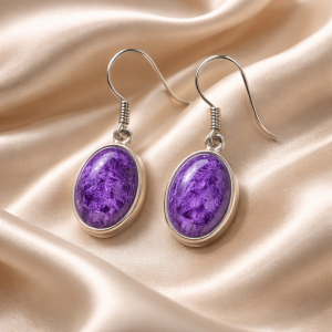 Boucle d'oreille en charoïte Argent 925