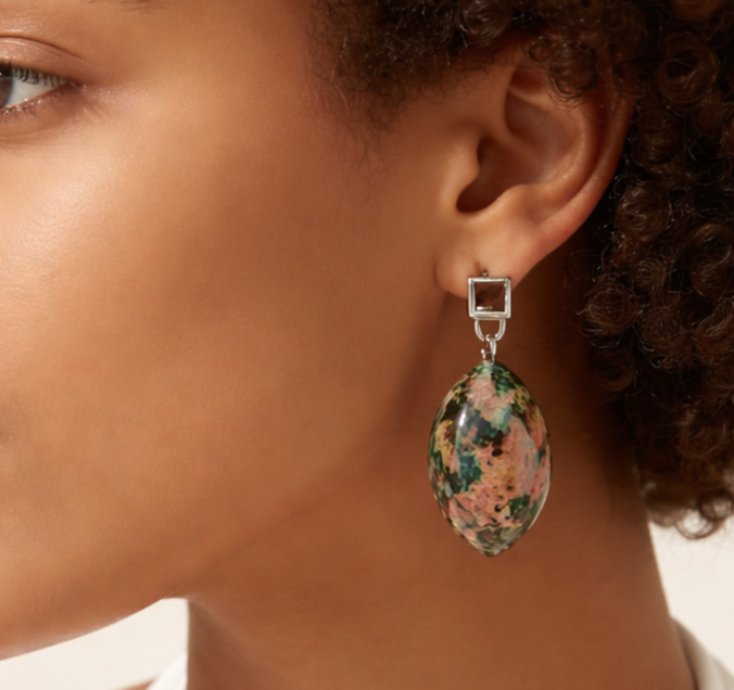 Boucle d'oreille en unakite. – Image 2