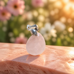 Goutte quartz rose facettée