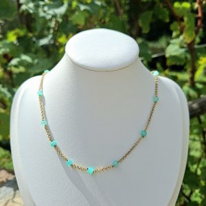 Collier amazonite chaine plaquée or