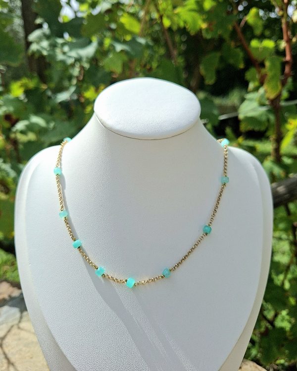 Collier amazonite chaine plaquée or
