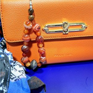 Porte clef en cornaline et œil de tigre