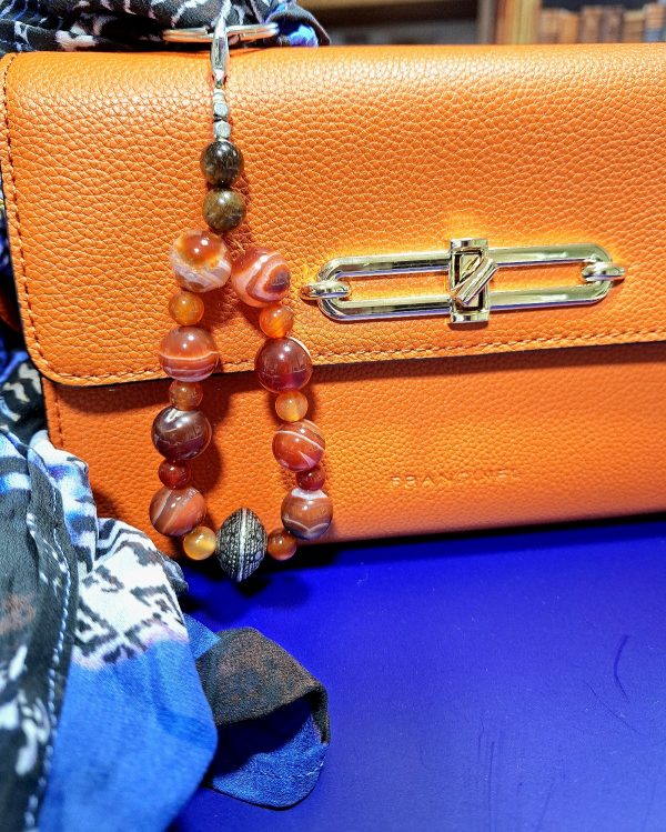 Porte clef en cornaline et œil de tigre