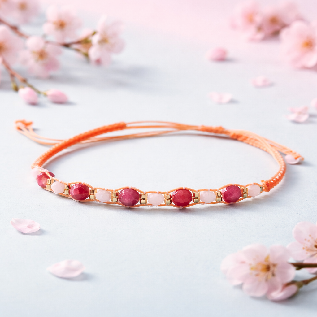 Bracelet quartz cerisier kunzite