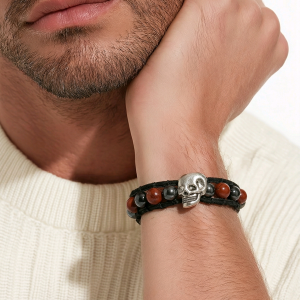 Bracelet jaspe rouge et tourmaline hématite