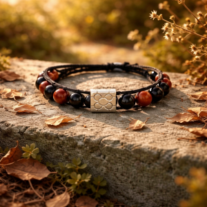 Bracelet tourmaline jaspe rouge