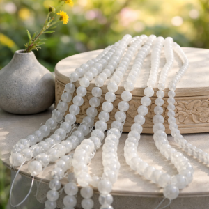 Fil de perles jade blanc