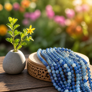 Fil de perles aventurine bleue