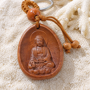 Porte clé en bois bouddha