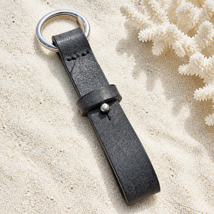 Porte clé cuir gris anthracite