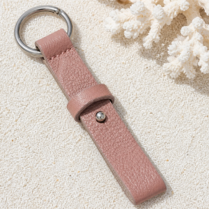 Porte clé cuir rose