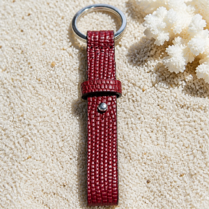 Porte clé cuir rouge grenat
